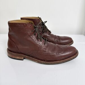 Cole Haan Boots Mens Size 9.5 William Wingtip Oxford Chukka Brown Leather Casual